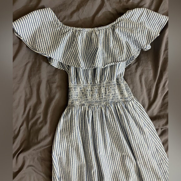 ***SOLD*** Off the Shoulder Striped Blue Dress - Picture 6 of 9